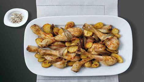Hühnerkeule mit Kartoffeln